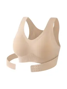 Women's Wireless Soft Push-Up Bra, Front Buckle Design, Medium Support, Full Coverage, Cross Back, Invisible Shaping Everyday Wear
