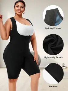 Women's Solid Color High Waist Jumpsuit with Zipper, Comfortable All-Season Fitness Wear for Sports