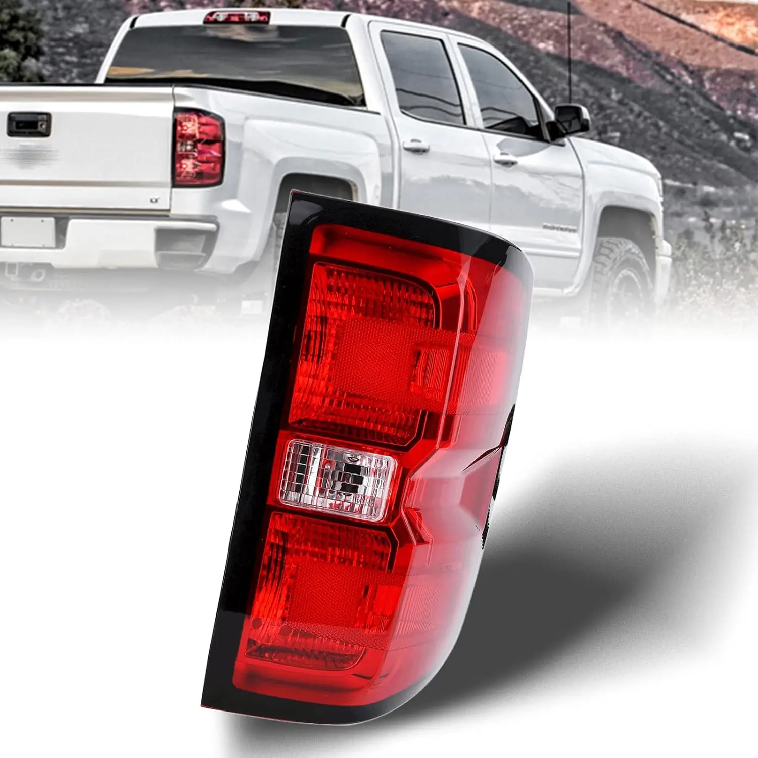 Tail Light Assembly Compatible With 2016-2019 Chevy Silverado 1500 2500 HD GMC Sierra 3500 HD Right Passenger Side Taillight Brake Lamp with Bulb Halogen Type