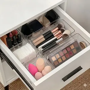 6pcs Acrylic Drawer Divider Organizer Box, Cosmetic Storage Box, Desktop Clutter Organizer, Office Supplies Organizer, Drawer Beauty Organizer
