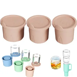 Ice Mold for Stanley Cup, 3 Pcs Silicone Ice Cube Tray for Tumbler 20/30/40oz Hollow Cylindrical Ice Molds with Lid for Freezer, Whiskey, Juice, Coffee, Cocktail, Ice Drink Kitchen Utensils