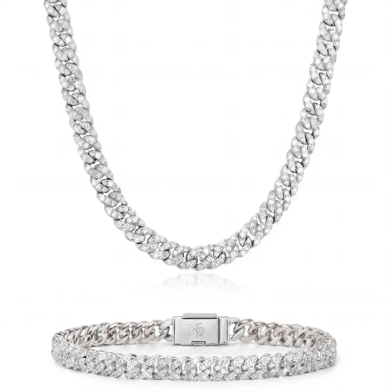 Mini Pavé Cuban Set Iced Chain & Bracelet Bundle Set for Men and Women