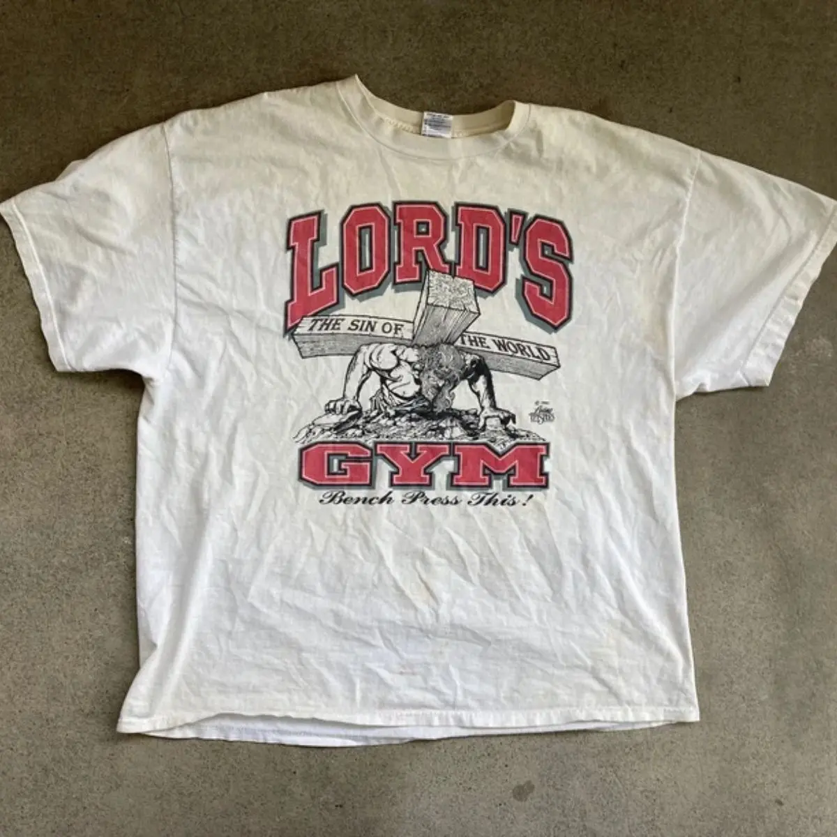 Vintage 1990s LORDS GYM His Pain Your Gain White Cotton T-SHIRT
