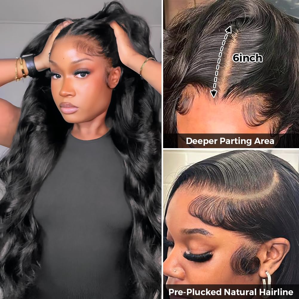 Bling Hair 13x6 HD Body Wave Lace Front Wig Pre Plucked Loose Wave Lace Frontal Wig 100% Human Hair Wigs For Black Women