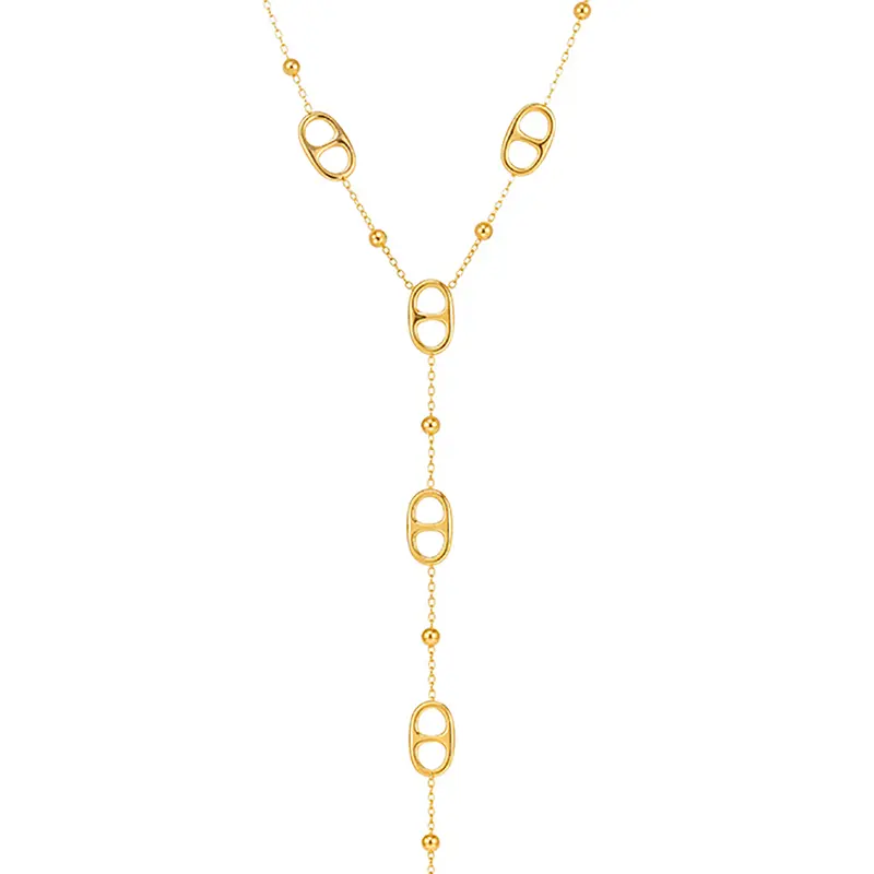 Elegant Long Pendant Necklace for Women, Stainless Steel Y-Shape Design, Geometric Pattern, Fashionable Daily Wear Accessory, Chain Necklaces, Neck Jewelry