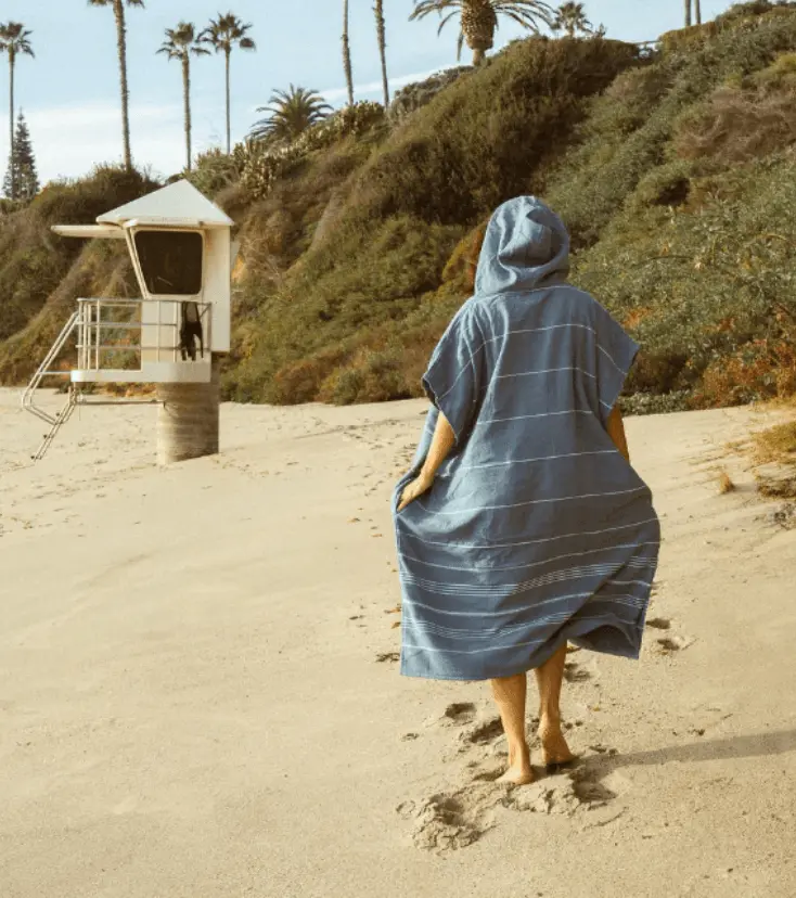Sand Cloud | Classic Stripe Hooded Poncho - Slate Blue