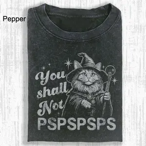 Funny Wizard Cat Shirt – “You Shall Not PSPSPSPS” Vintage Graphic Tee, Magical Cat Lover Gift, Witchy Aesthetic Cat T-Shirt