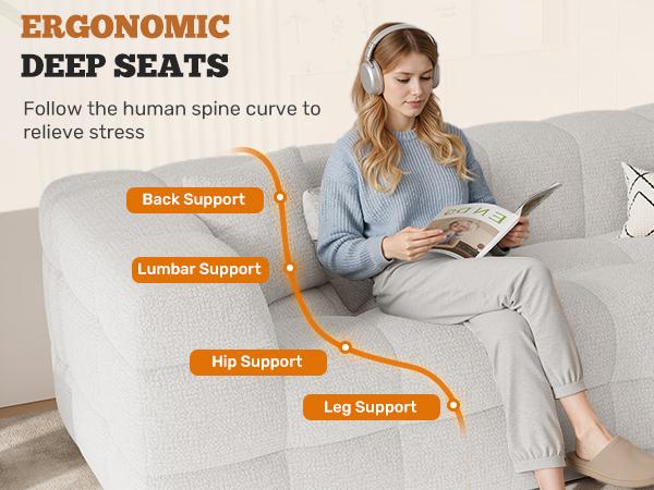 75" Cloud Loveseat Sofa in a Box, No Assembly Required Comfy Deep Seat Boneless Couch, Modern Small Couches for Living Room, Bedroom, Apartment