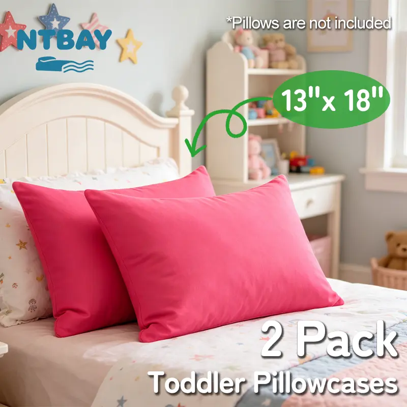 NTBAY Toddler Pillowcases, 2 Pack 13"x18" Zippered 100% Brushed Microfiber, Super Soft & Hypoallergenic Travel Kids Bedding, Wrinkle Free, Fade Resistant, Machine Washable, Oeko-Tex