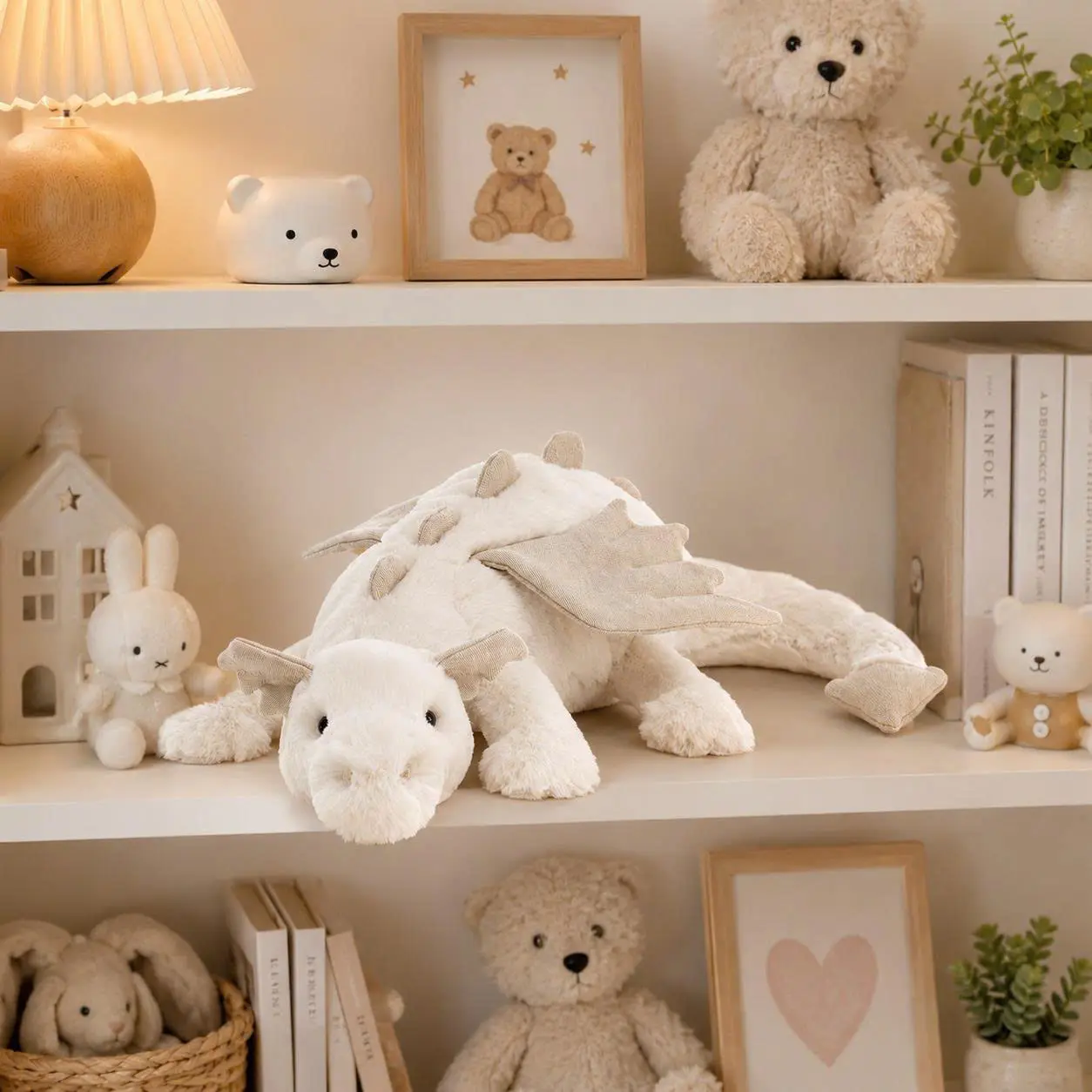 Large 50cm White Dinosaur Plush Toy JELLYCAT – Ultra Soft Stuffed Dino Animal for Birthday, Christmas & Baby Shower Gifts