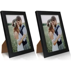 2 Pack 5x7 Picture Frame, Black Picture Frame for Wall and Tabletop Display, Resistant Plastic Photo with Clear Plexiglass for Vertical or Horizontal Display