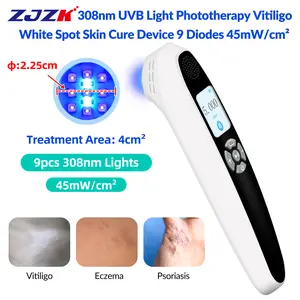 ZJZK 9 Diodes 308nm UVB Excimer Phototherapy Device, 45mW/cm² High Energy Density, Handheld Blue Light Skin Treatment, Targeted Therapy for Vitiligo, Psoriasis, Eczema, Atopic Dermatitis, Portable Home Use for Skin Disorders