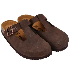 Women's Footwear Clogs Women Brown Sandals Stylish Slippers Flip Flop Anti-slip Pu Leather Girls Cork Clogs Adjustible Straps SIze6-11 Khaki Buckle arch support flat buckle clog casual comfortable  sandal house boston slide pink cheap chunky