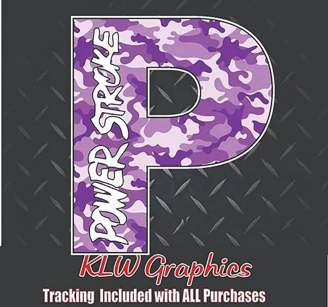 Powerstroke P Purple Camo Print Full Color Decal Sticker Turbo Diesel Truck 6.0 6.7 7.3 Crew Double Cab