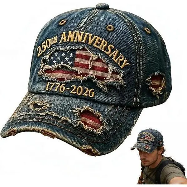 Distressed Denim Baseball Cap 250th Anniversary 1776-2026 for Men American Flag Embroidery Vintage Washed Relaxed Fit Daily Casual Outdoor Spring Summer History Enthusiasts Patriotic Fans Fathers Husbands Friends`