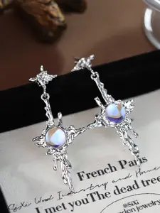 Sweet Cool Style Unique Design Irregular Liquid Star Moonstone Earrings for Women, New Trendy Ear Studs, Valentine's Day Gift