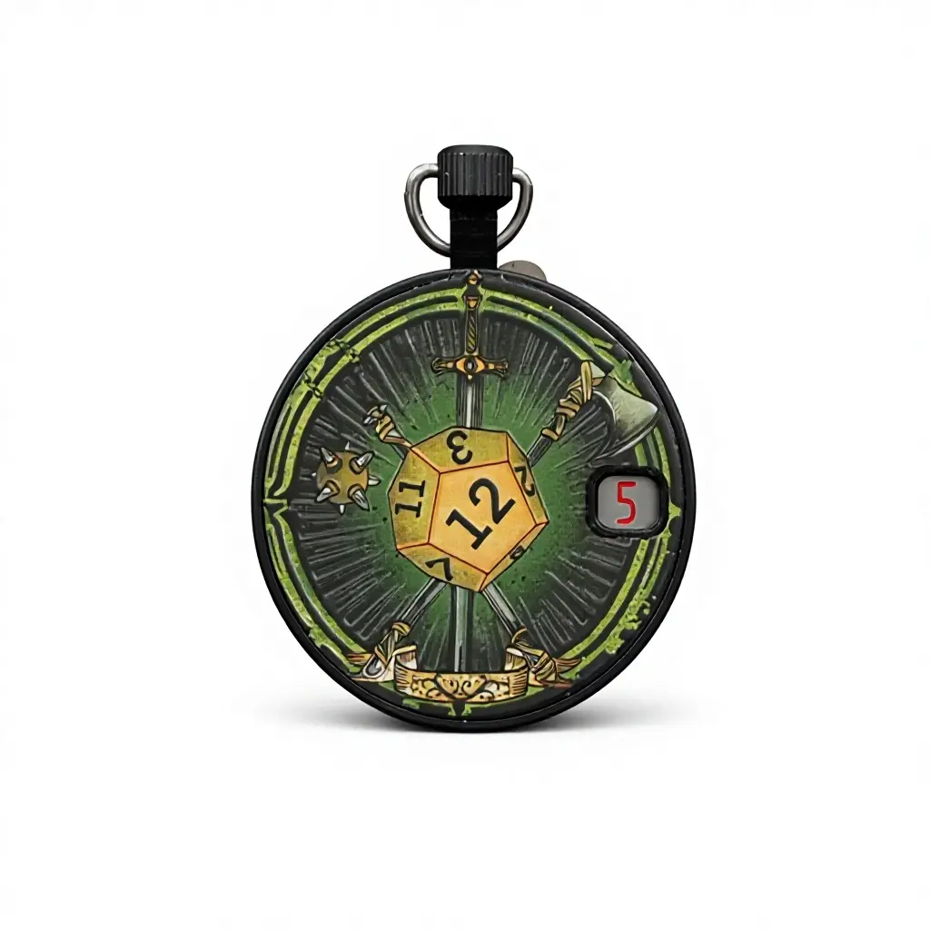 SURPASS Mechanical Pocket Watch Dice Spinner - Compact Wearable Art EDC Metal Fidget Toy Pendant, Aluminum Alloy Stainless Steel D12 Polyhedral Dice, Gift for TTRPG Players & EDC Collectors with High-End Box (12+ Years), Ideal for Weekend Sessions, 12 Yea