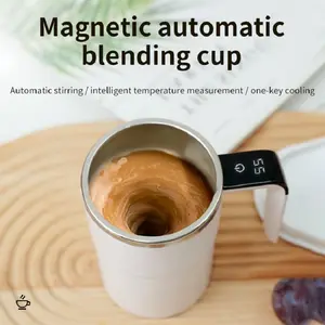 Automatic Magnetic Stirring Cup Stainless Steel Self-Stirring Coffee Mug with Lid Auto Stir & Heating Feature LED Display Reusable Washable Drinkware