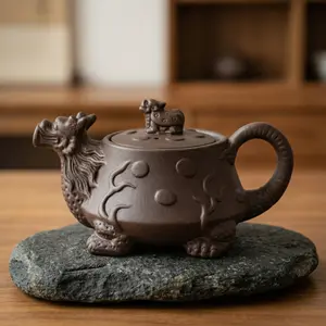 Rare Dragon Turtle Purple Clay Teapot | TikTok Exclusive Collectible | Eastern Mysticism Chinese Dragon Turtle Teapot | Handcrafted Artisan Piece | Collectible for Tea Aficionados