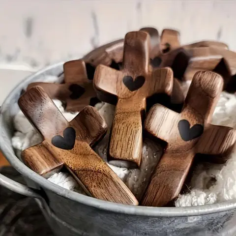 3Pcs Wooden Cross Decorations – Multi-Functional Spiritual Symbols for Home & Office – Ideal Religious Gift & Ornament Set