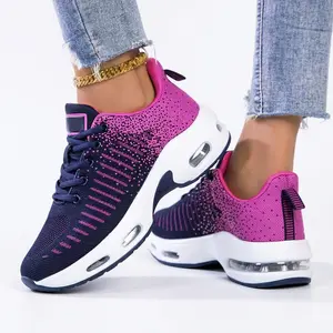 Women's Fashion Knit Athletic Shoes | Lightweight Chunky Air Cushion Sneakers