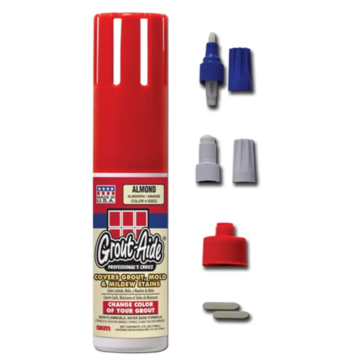212 MAIN Grout-Aide Almond Tint Stain Cover - Water Resistant, 4 oz Squeeze Bottle with Flat & Fiber Tip, Adapter Included, Changes Color, Works on Wide & Fine Lines, Tile Floors & Bathroom Use, Pack of 6, Changes Grout Color