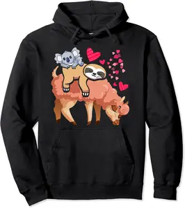 Cute Llama Sloth Koala Valentines Day Mothers Day Llama Pullover Hoodie - Folusoal Shop 47B0BSCPPWNV