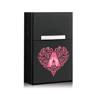 Portable Aluminum Cigarette Case - Metal Hard Shell with Magnetic Buckle | Moisture-Proof, Large Capacity Cig Holder | 26 Letters & Heart-shaped Pattern Options for Daily Use | Ideal Gifts for Halloween & Christmas