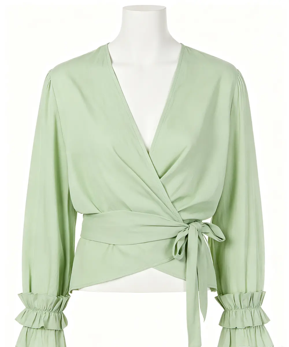Wrap Front Ruffle Blouse
