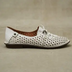 Jabin Leather White Women`s Summer Casual Moccasins