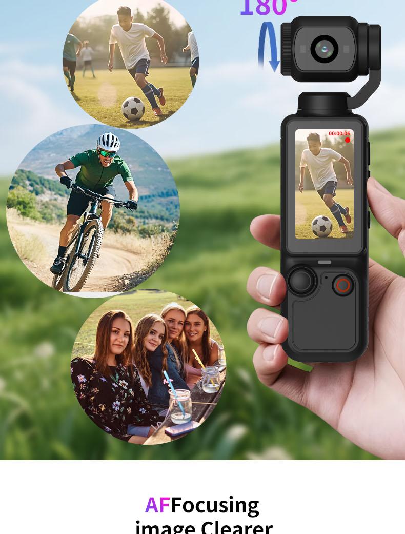 Ultra HD Portable Camcorder with 180° Rotating Lens & Smooth Stabilization | Handheld Anti-Shake Camera for Vlogging, Travel & Daily Recording | USB Rechargeable, Durable & Compact