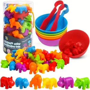 Montessori Counting Animals Toys, Color Sorting & Shape Sorter Toys with Sorting Cups & Tweezers, Sensory Toys for Toddlers, Educational Learning Toys for Kids, Classroom Math Toys, Birthday Christmas Easter Gift for Boys Girls