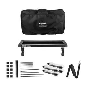 TikTokShopBlackFridayVEVOR Guitar Pedal Board, 20'' x 11'', Aluminum Alloy 2.64 lbs Super Light Folding Guitar Effects PedalBoard, with Carry Bag Velcro Fixed Strap Shoulder Strap Rolling Strips, for 10-12 Guitar Pedals