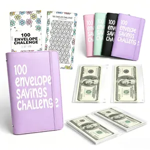 100-Day Savings Challenge Coin & Envelope Budget Book, Office Accounting Supplies, Daily Tracker, Habit-Forming System, $5050 Cash Goal, Easy Consistent Savings