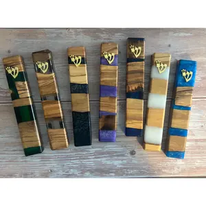 Handmade Olive Wood & Resin Mezuzah