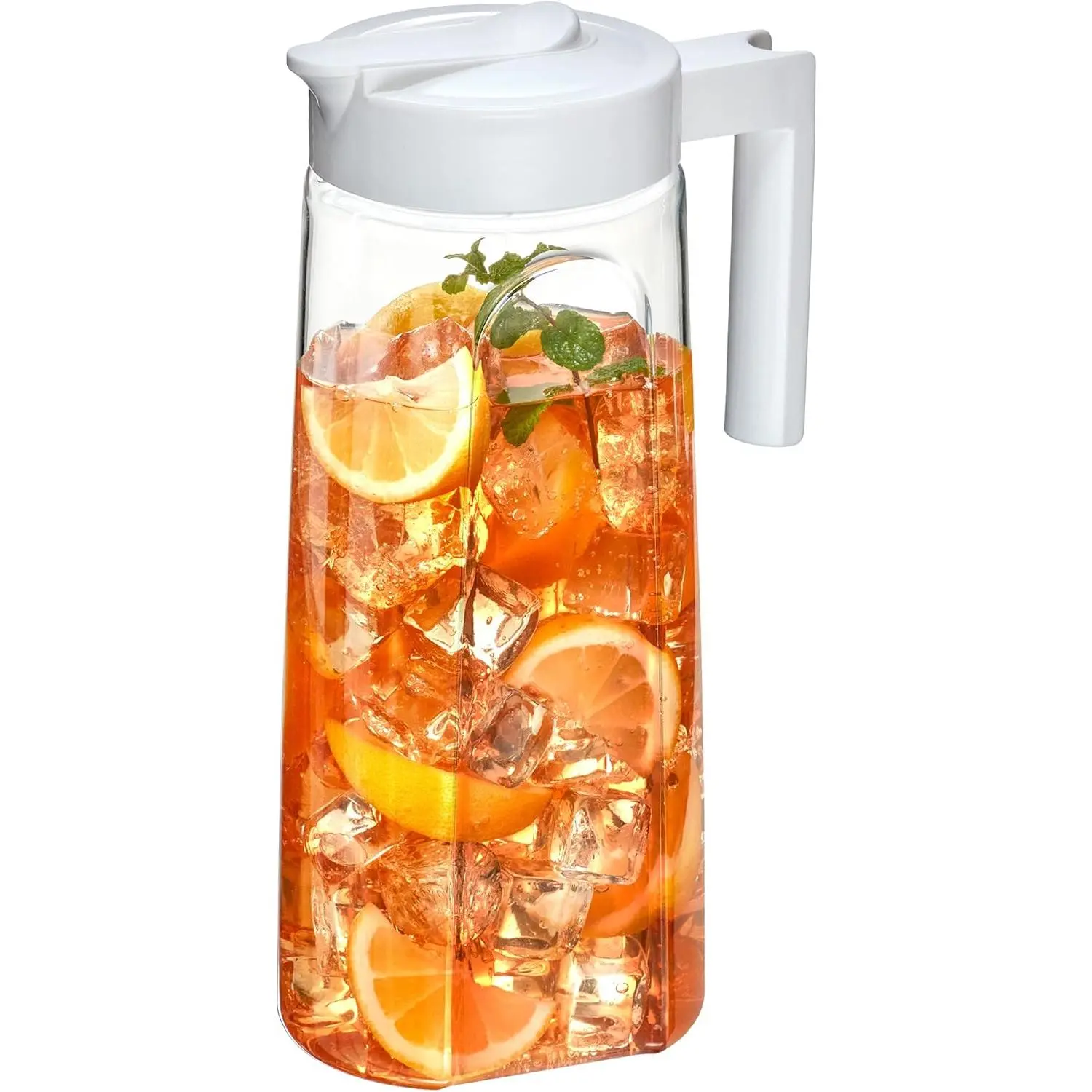 - Slim - Tritan Pitcher (64 oz), Unbreakable Plastic Water Pitcher with Lid, , Heat-Resistant, Dishwasher-Safe,  for Both Iced and Hot Drinks, Indoors and Outdoors, White