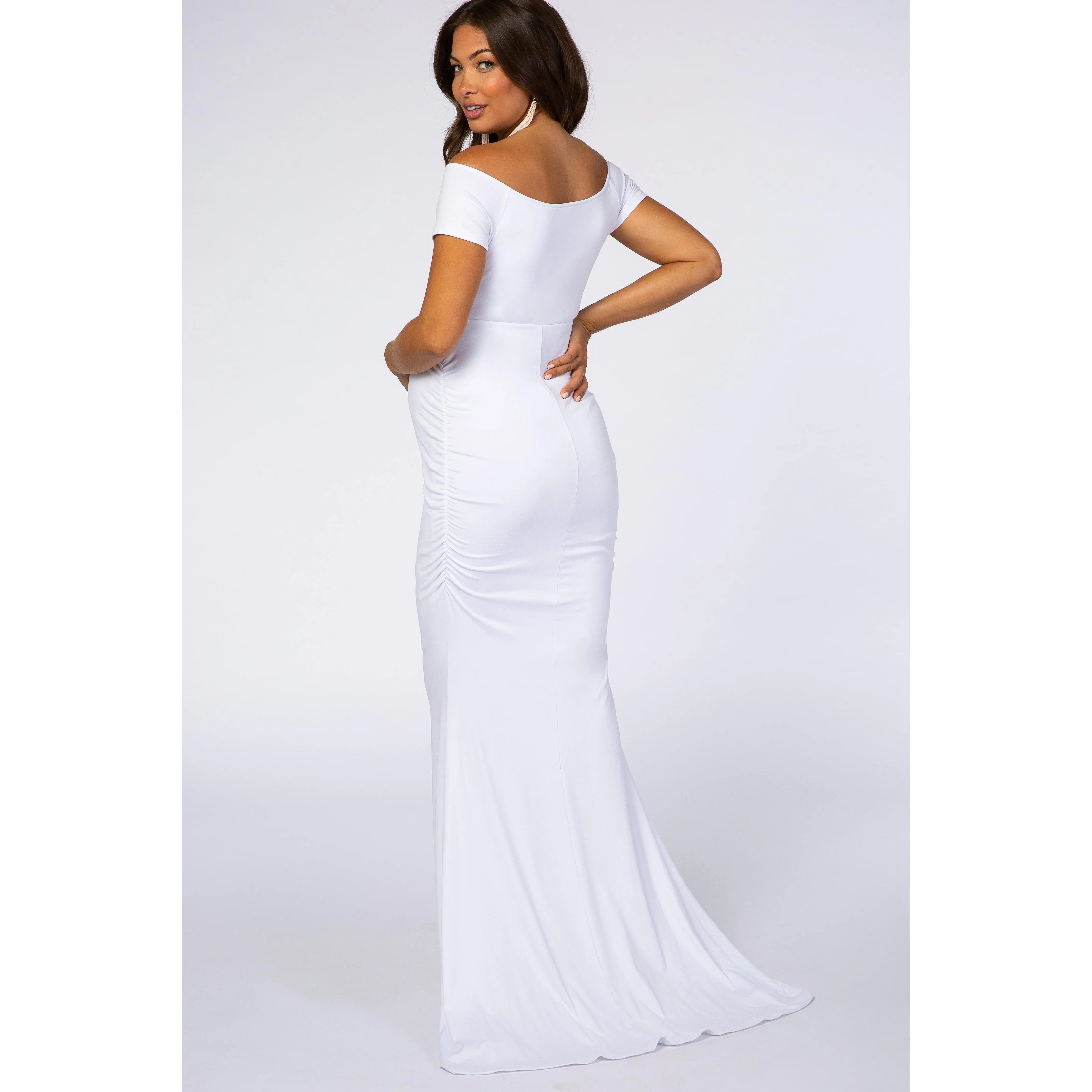 off the shoulder 3/4 sleeve wedding dress A-Line 3-4-Sleeve Off-The-Shoulder Lace&Tulle Wedding Dress With  Illusion-MK_703047