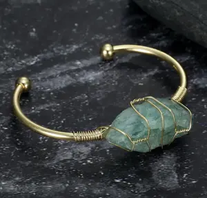 Boho style wire - wrapped Gemstone Bracelet