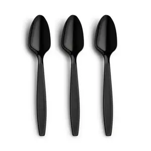 Black Plastic Disposable Spoons