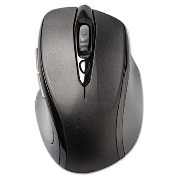 Kensington Pro Fit Mid-Size Wireless Ergonomic Mouse - 1750 DPI Optical Sensor, Anti-Slip, Clutter-Free Tech, Compact for Travel, Right-Handed, 12-Month Extended Battery Life, Windows PC Compatible, Black, Batteries Included, Wireless Controller, Right-Ha