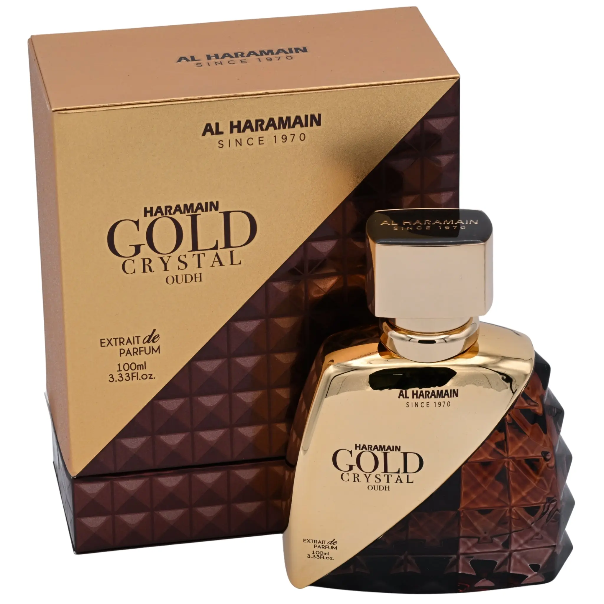 AL HARAMAIN Gold Crystal Oudh Extrait de Parfum Spray - Unisex Bold Middle Eastern Oriental Aroma, Jasmine Blend, Opulent Aura, Long-Wearing 100ml (3.33 oz) Fragrance, New Retail Box for Special Occasions, 100 Ml Perfume, Aroma Oriental, Bold, Opulent Aur