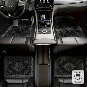4 pieces of Moroccan vintage car floor mats, suitable for protecting the front and rear seats of all vehicles. Fashionable and durable car accessories, Car Interior Accessory, suitable for all seasons. Car carpet foot mats for car decoration accessories.
