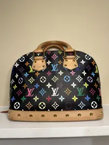 Pre-owned Canvas and vachetta Tote Bags Louis Vuitton Multicolor Murakami Canvas Alma PM in black