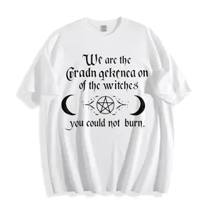 Mystic Gothic Style Unisex T-Shirt With Witches And Moon Symbol Design Perfect For Autumn And Winter Wear Ideal Gift For Witchcraft Enthusiasts And Spiritual Seekers