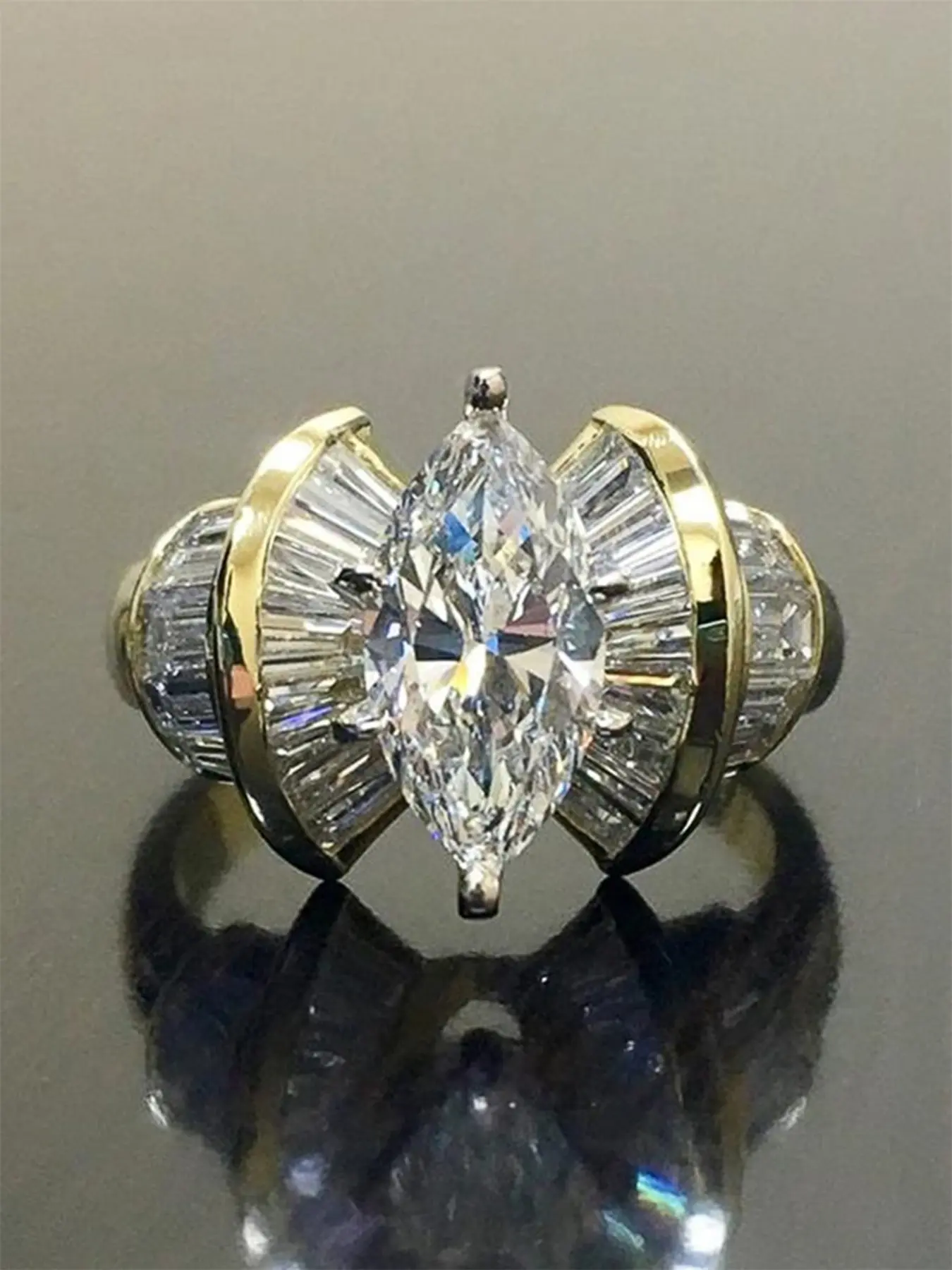 Women's Elegant Copper Ring Set, Cubic Zirconia Rings, Artificial Zircon Jewelry for Wedding Engagement Anniversary Party Gift, All Season Fashion Accessory, Artificial Gemstone Ring, Beautiful Rings
