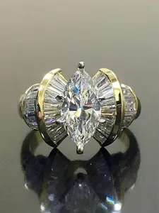 Women's Elegant Copper Ring Set, Cubic Zirconia Rings, Artificial Zircon Jewelry for Wedding Engagement Anniversary Party Gift, All Season Fashion Accessory, Artificial Gemstone Ring, Beautiful Rings