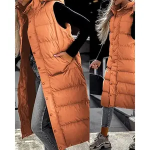 Women? ?s Long Puffer Vest ?C Quilted Hood, Button Down Winter Coat 2025