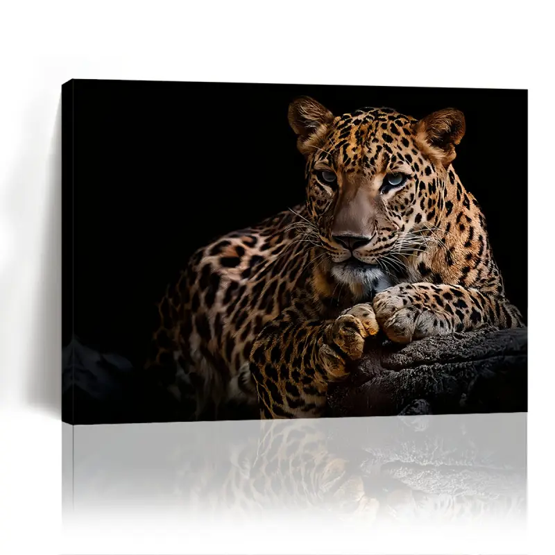 1 Piece Leopard Print Canvas Wall Art Print, Woven, Other Materials, with Wooden Frame, Suitable for Home Office Decoration, Living Room Bedroom Kitchen, Suitable for New Year, Housewarming, Bachelorette Party, Size 29.97cm x 39.88cm