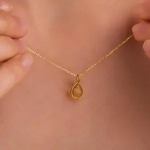 Citrine necklace, gemstone pendant necklace, minimalist jewelry for women, 925 sterling silver necklace, yellow citrine stone pendant, natural crystal jewelry, dainty everyday necklace, elegant jewelry gift, birthday gift for her ,anniversary gift