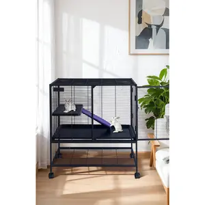 Large 4-Tier Metal Small Animal Cage on Wheels – Removable Tray, 3 Platforms, 3 Ramps, Hammock – Durable Critter Nation Enclosure for Chinchillas, Rats, Ferrets, Guinea Pigs – Indoor Pet Habitat Large 4-Tier Metal Small Animal Cage on Wheels